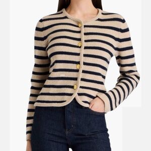 Rag & Bone Nancy striped ribbed merino wool-blend cardigan